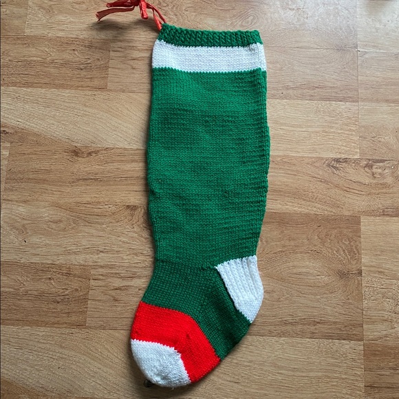 Knit large vintage Santa Christmas Stocking Nick possibly handmade VGUC - Picture 2 of 5